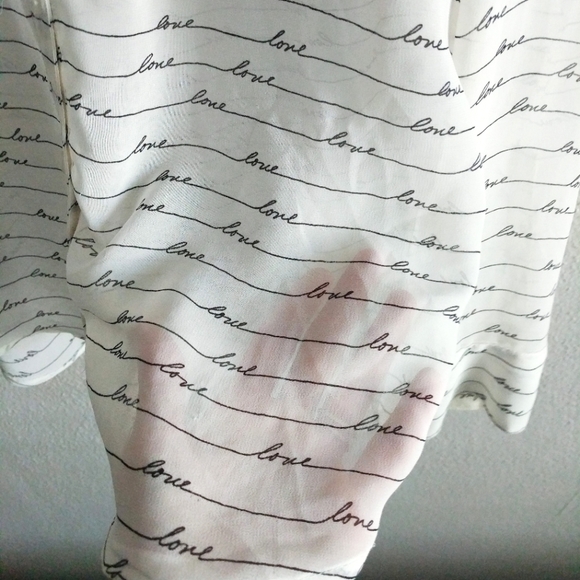 Express The Portofino Shirt "Love" Script Sheer Button Up Shirt, Size Medium - Picture 4 of 6